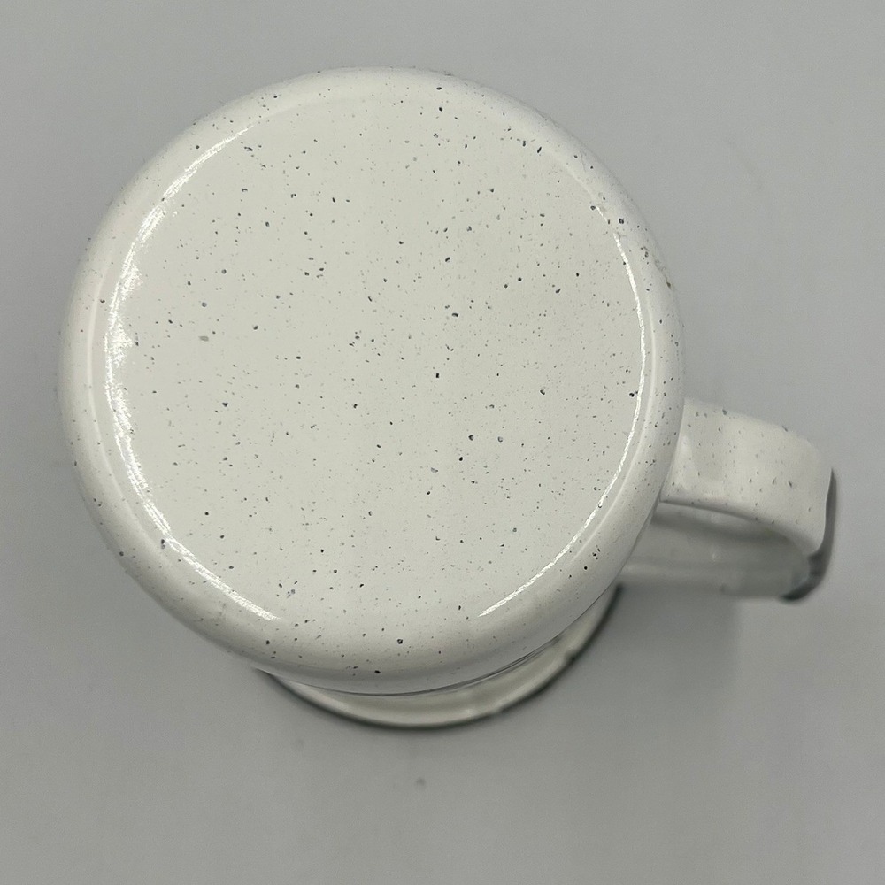 Cinsa Enamel Coffee Mugs Set of 6 White Speckled 21oz Camping New - Picture 5 of 9